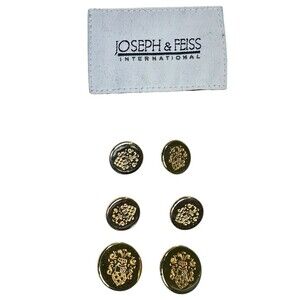 JOSEPH & FEISS Replacement Buttons Set of 6 Gold Tone Metal Buttons
